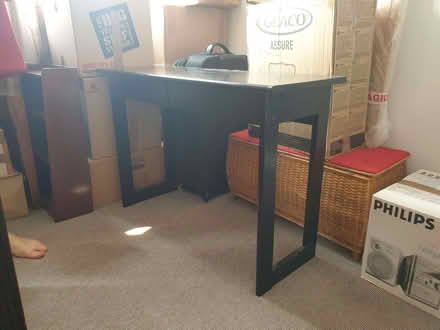 Photo of free Black wooden console table with 2 drawers (New Town CO1) #1