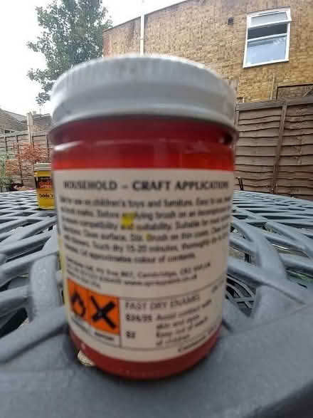 Photo of free 3 x Enamel paints, red, yellow and orange - used on plastic (Seven Sisters N15) #2