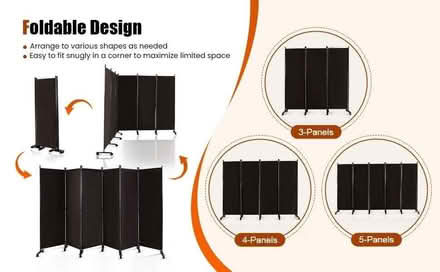 Photo of free 6 Panel room divider on castors - cream (Sion Hill) #1