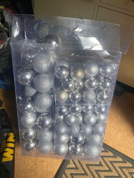 Photo of free Big box of silver Xmas baubles (Hook KT9) #1