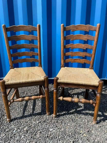 Photo of free 2 wooden chairs with wicker seats (Cottesmore LE15) #2