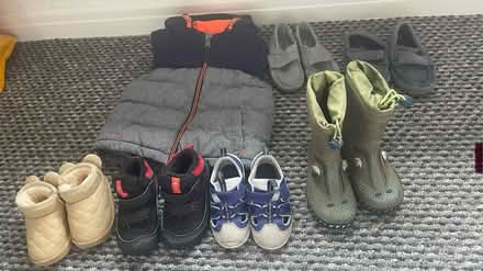 Photo of free Kids shoes and gilet (L14 Dovecot) #1