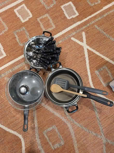 Photo of free Assorted cutlery and pans (Worplesdon) #1