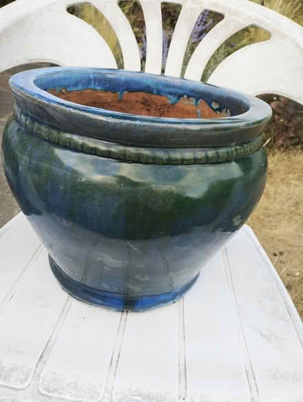Photo of free Large blue/green plant pot (Thorpe Bay SS1) #1