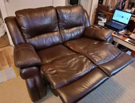Photo of free Two seater real leather recliner. All working. (Roebuck SG2) #3