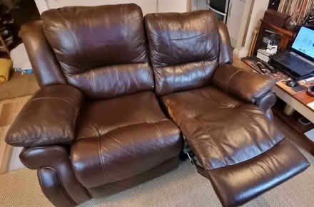 Photo of free Two seater real leather recliner. All working. (Roebuck SG2) #4