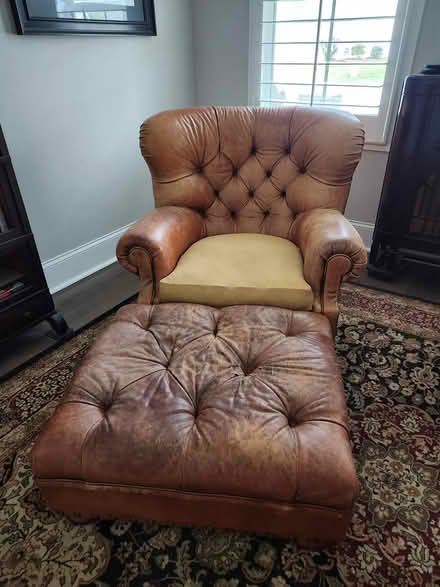 Photo of free 2 leather chairs and ottoman (Marietta 30066) #2