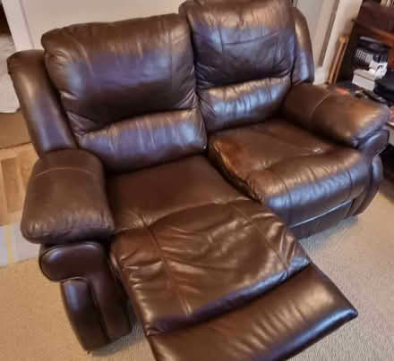 Photo of free Two seater real leather recliner. All working. (Roebuck SG2) #2