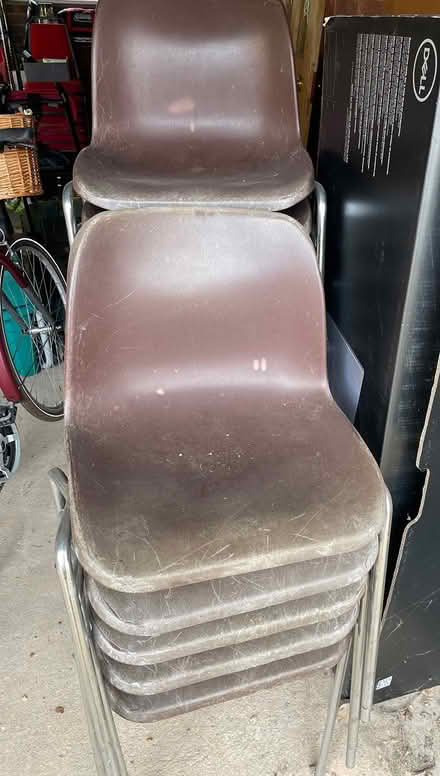 Photo of free 13 brown stacking chairs (Girton CB3) #2