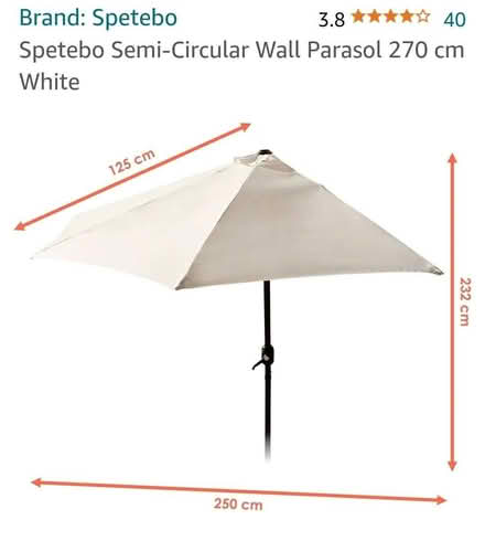 Photo of free BEIGE - Spetebo Semi-Circular Wall Parasol 270 cm (Hunstanton PE36) #1