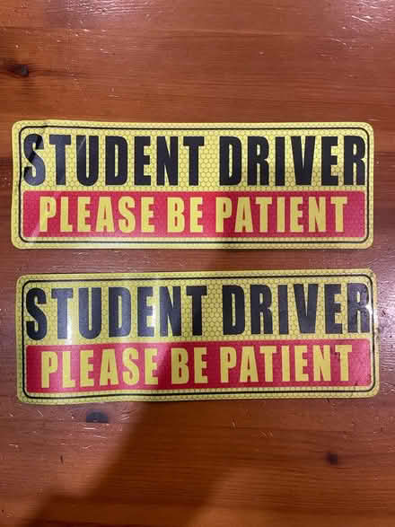 Photo of free Car magnet: student driver (Capitol Hill Washington DC SE) #1