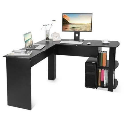 Photo of free Corner Computer Desk L Shape Table With Shelf / Workstation (Restalrig EH7) #1