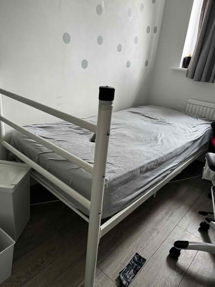 Photo of free White metal bed frame (HP15 Holmer Green) #1