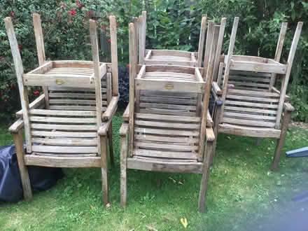 Photo of free 8 wooden garden chairs (Heswall CH60) #1