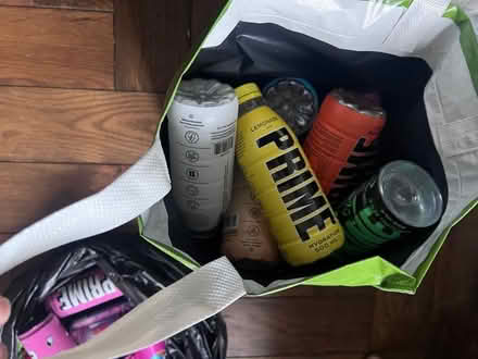 Photo of free Various empty Prime drink cans and plastic bottles (Upper Wolvercote OX2) #1