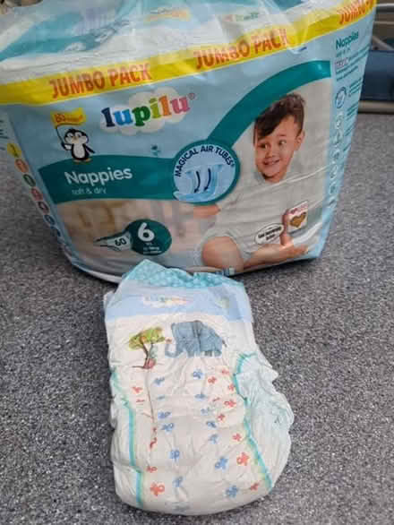 Photo of free 40 size 6 (13-18kg) nappies (approx) (Shevington WN6) #1