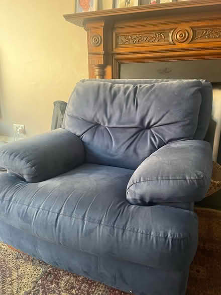 Photo of free Large blue sofa and armchair (G41, pollokshields) #4