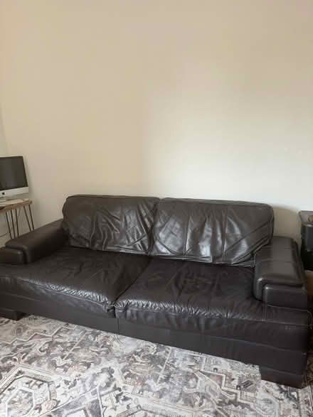 Photo of free Dfs dark brown leather sofa (KT2) #1