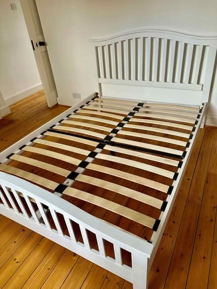 Photo of free Double bed in white wood (Gomshall GU5) #1