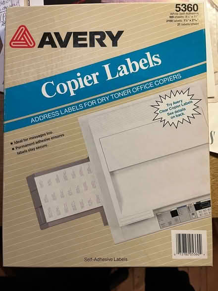 Photo of free Avery copier labels 5360 (Tribeca) #2