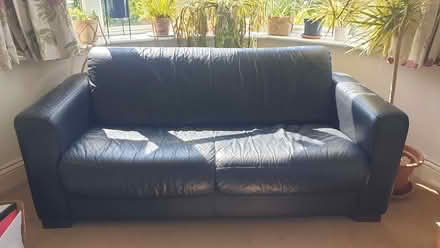 Photo of free Black leather sofa (Llandrindod LD1) #1