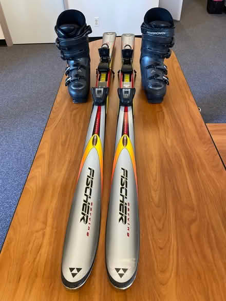 Photo of free Skis: Fisher 158 & Boots Men’s 7 (312 Montgomery Street) #1