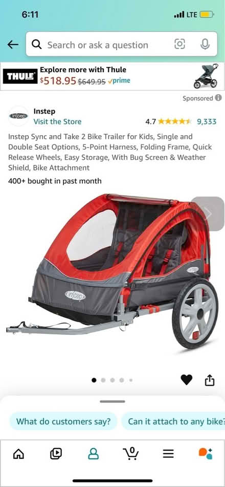 Photo of Bike trailer (lets baby ride along) (Ft. washington, MD (PG County)) #1