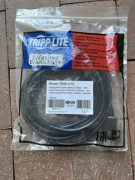 Photo of free DisplayPort cable 10' male-male (Barron Park) #1