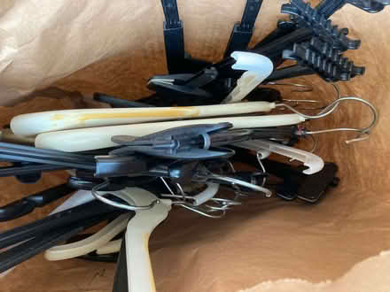 Photo of free Bag of assorted coat and skirt hangers (Spacey Houses HG3) #1