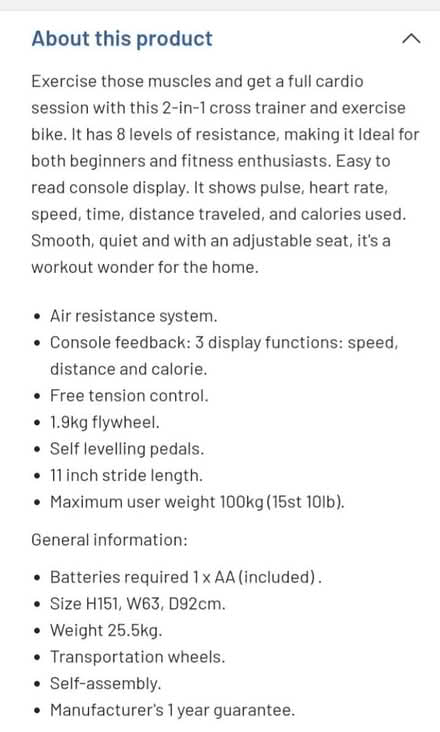 Photo of free Opti 2 in 1 Cross Trainer (M32 Stretford) #2