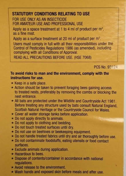 Photo of free 5 litres of cypermethrin insecticide spray (Petersfield Ward CB1) #3