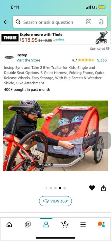 Photo of Bike trailer (lets baby ride along) (Ft. washington, MD (PG County)) #2