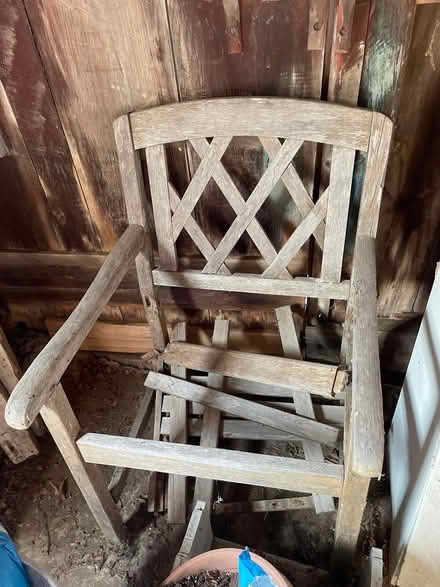 Photo of free Teak chair-seat needs repair (Stone Ridge, NY) #1