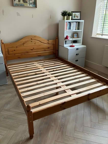 Photo of free Pine double bed frame (+ mattress if required) (Stannington S6) #1