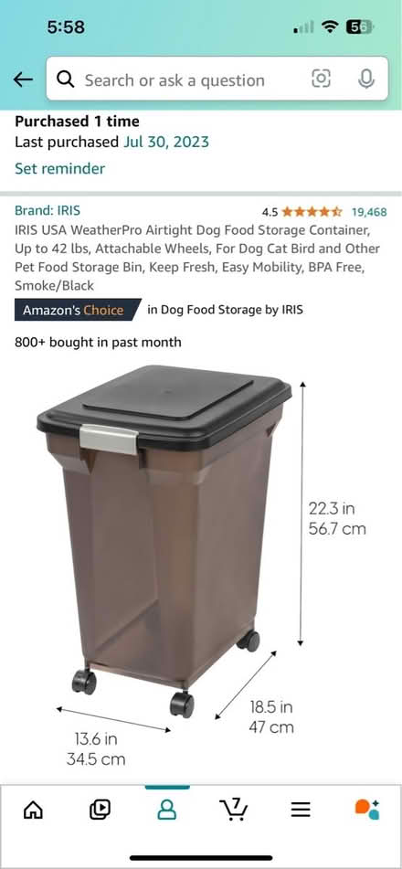 Photo of free Dog food storage bin with lid (Riverview) #4