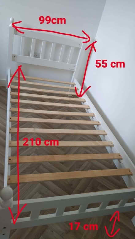 Photo of free A wooden white single bed frame (Wychavon WR5) #1