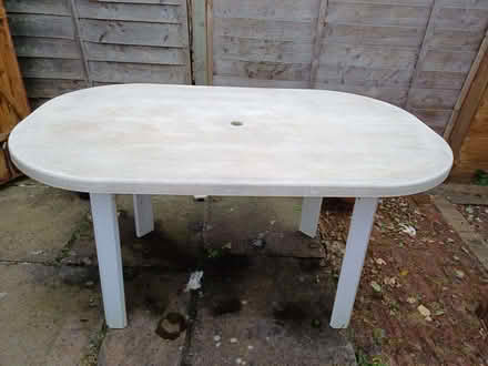 Photo of free Plastic garden table (Fleetville AL1) #1