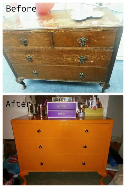 Photo of free Orange wooden chest of drawers (ME14) #2