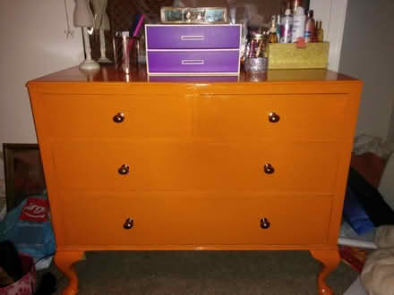Photo of free Orange wooden chest of drawers (ME14) #1