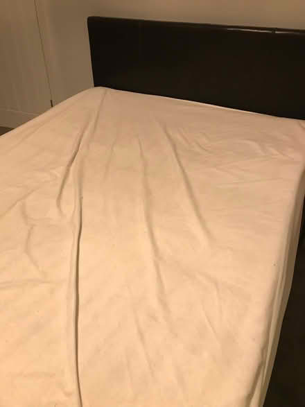 Photo of free Brown faux leather double bed and mattress (Rottingdean BN2) #2