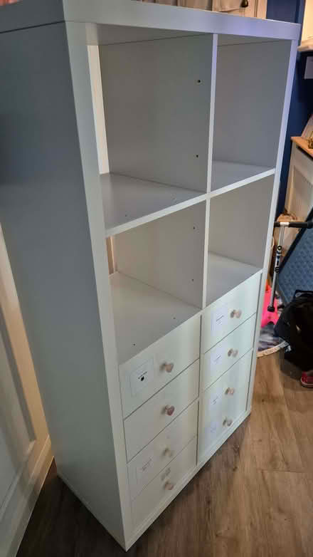 Photo of free IKEA KALLAX Shelving unit, white with 8 drawers (Twickenham TW1) #1