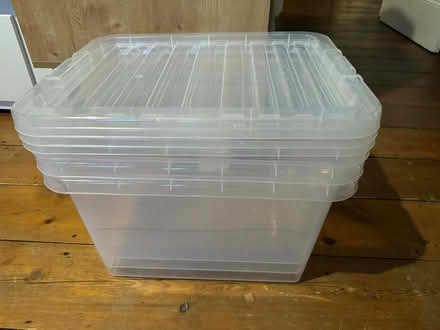 Photo of free Three 25L plastic storage boxes (Peckham rye) #1