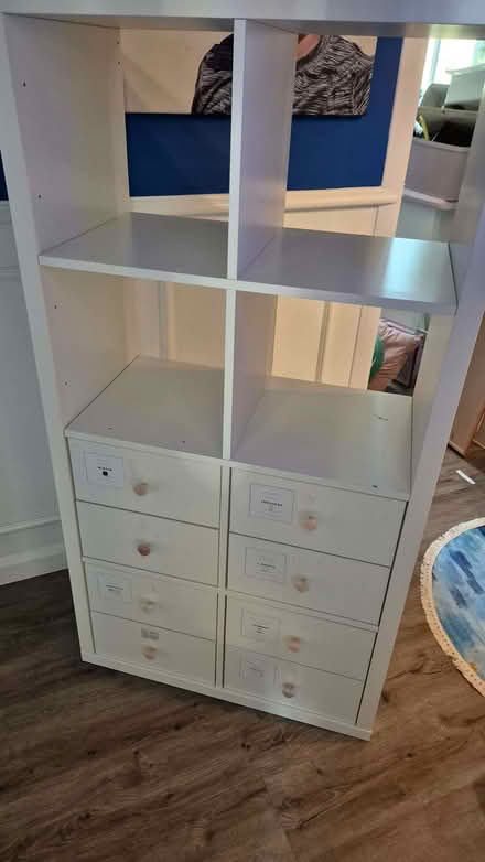 Photo of free IKEA KALLAX Shelving unit, white with 8 drawers (Twickenham TW1) #2