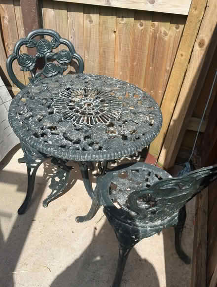 Photo of free Galvanised round table & 3 chairs (BS3) #1