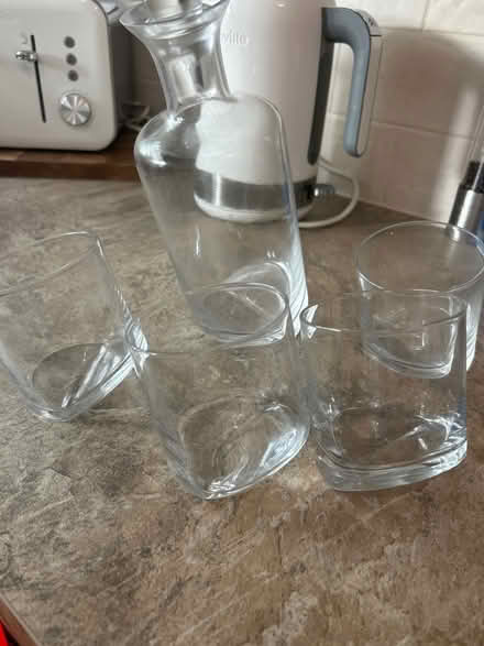 Photo of free Decanter and 4 glasses (Woodford Green) #1