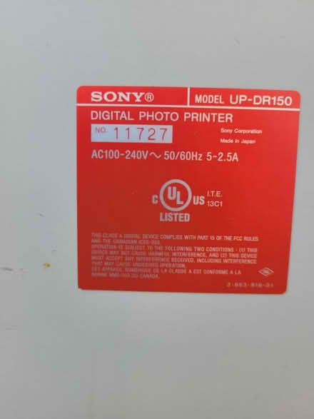 Photo of free Sony Thermal Photo Printer (West side unincorporated area) #4