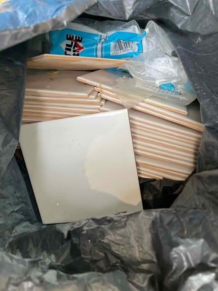 Photo of free White square tiles with spacers (Bicknacre CM3) #1