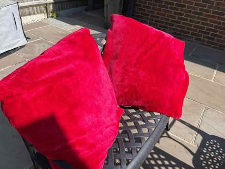 Photo of free 2 x large fur cushions (65x65cm) (Selsdon CR2) #1