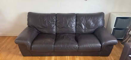 Photo of free Brown leather 3-seater sofa (SW9) #1