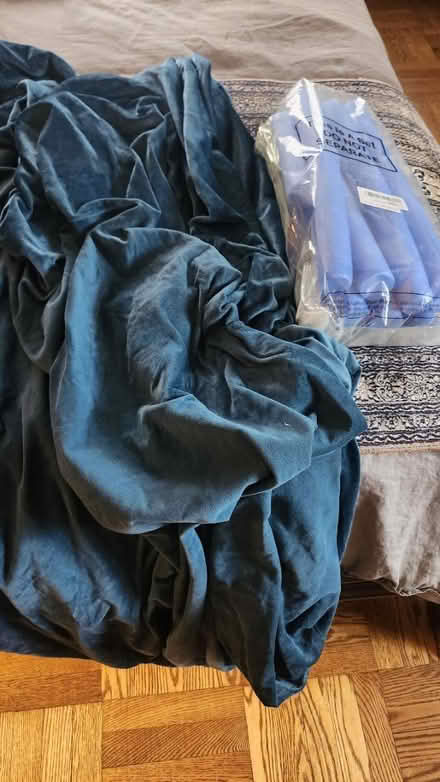 Photo of free Teal couch cover & foam (Kew Gardens Queens) #1